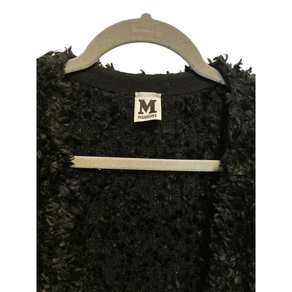Missoni Teddy Coat, Coatigan BLACK Fuzzy Plush Open Front Cardigan Size 42/6 - Picture 6 of 7